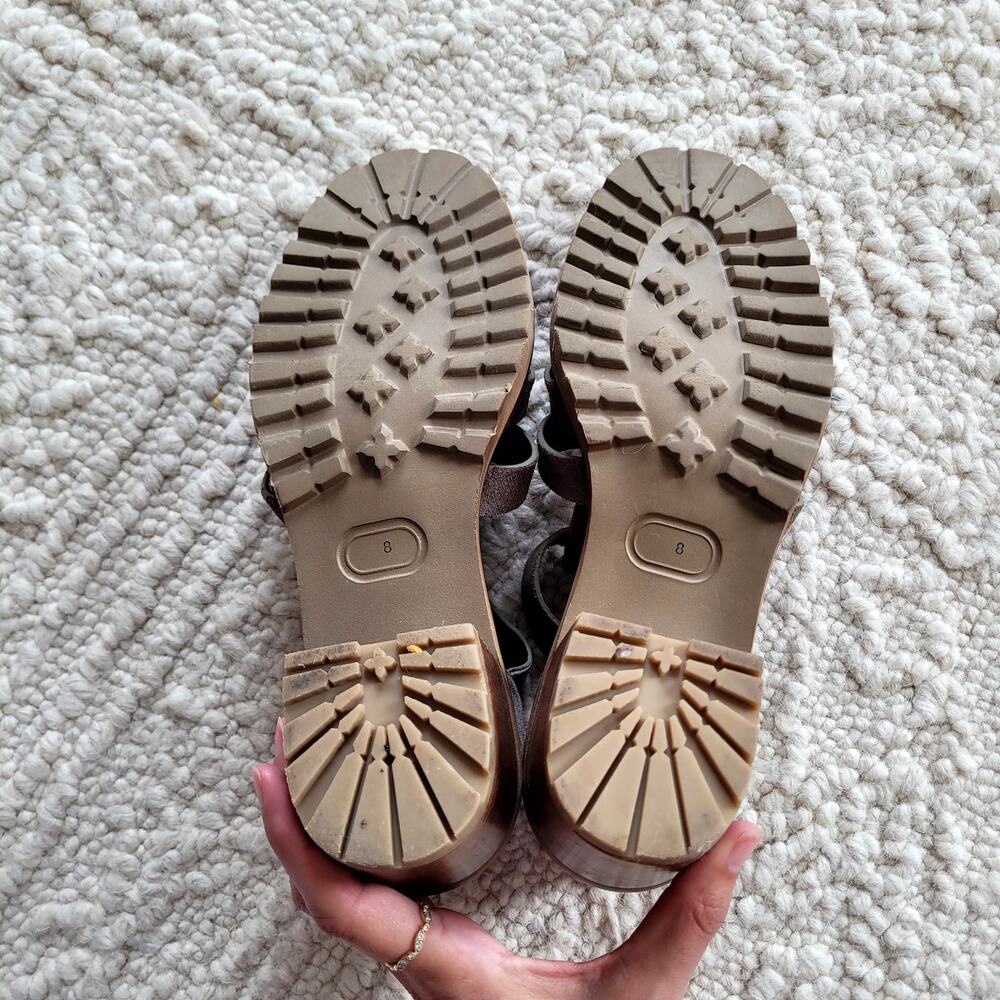 Seychelles Social Butterfly Heeled Gray Suede leather Sandals Sz 8 - Picture 7 of 7